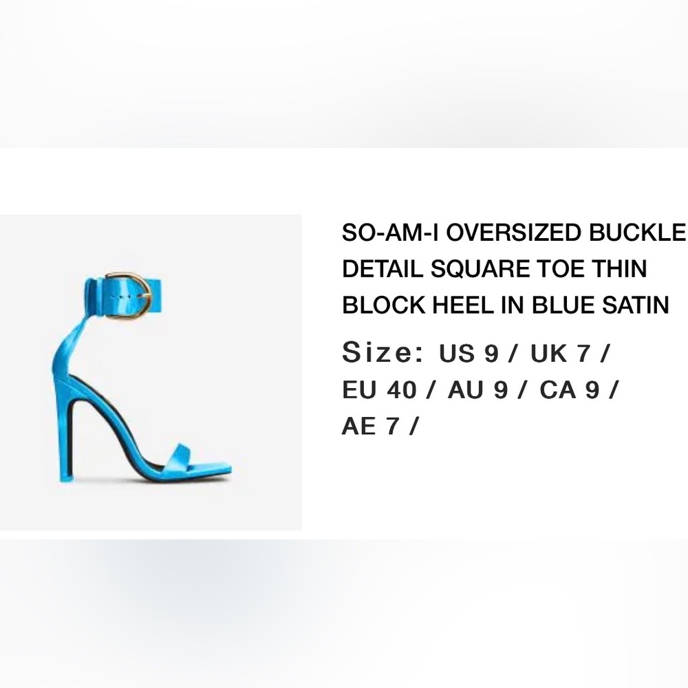 Buckle satin square toe heel - blue